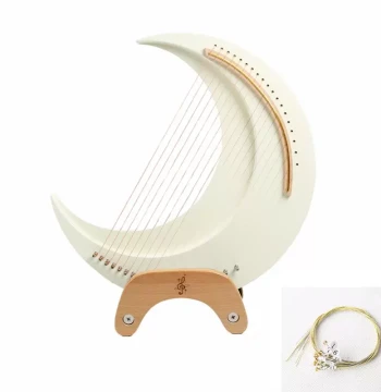 Genuine 19-String Crescent Lyre Harp for Beginners, Ancient Style Small Instrument