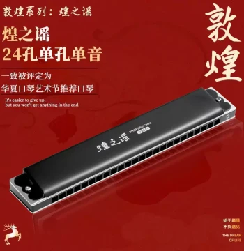 Dunhuang Huangzhiyao 24-Hole Single-Note Harmonica Black Y2411 Single Row C# D E F G A B 14-Key Professional Harmonica