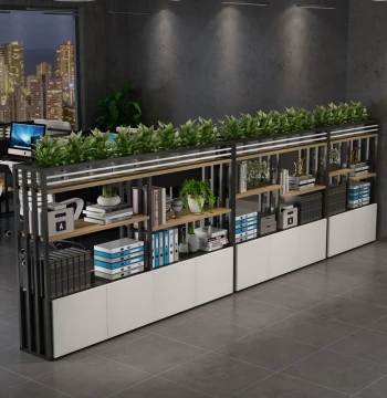 Modern Minimalist Office Screen Divider Shelf with Plant Stand and Iron Art Partition Wall