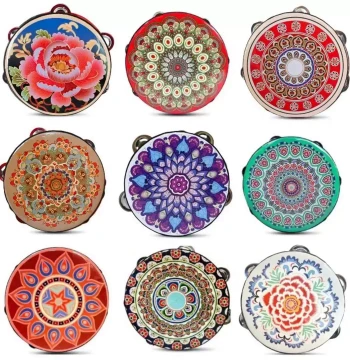 7-Inch Tambourine Xinjiang Uyghur Hand Drum Kindergarten Hand Clapping Drum Instrument Dunhuang Flying Apsaras Dance Prop Exam