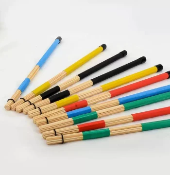 Bamboo Drum Brushes - Wooden Bundle Sticks for Drum Kits, 19-Piece Accessory Set