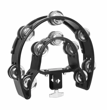 SLADE Percussion Instrument Drum Set Bell, Clamp-On Hi-Hat Bell Stand Extension, Double Row Jazz Drum Hand Bell