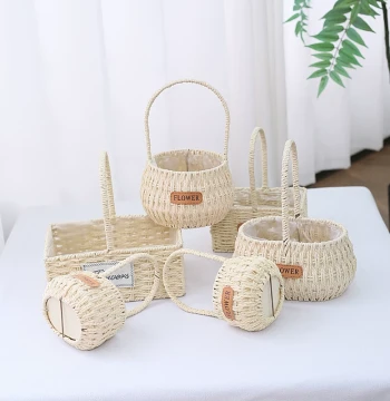 Handwoven Paper Rope Flower Basket – Imitation Rattan Style for Succulents, Fresh or Dried Flowers, Perfect Gift Basket