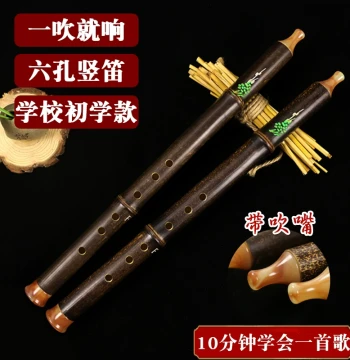 6-Hole Vertical Flute for Beginners, F/G Key, Bamboo Recorder for Students, Adults, and Children, Easy to Play