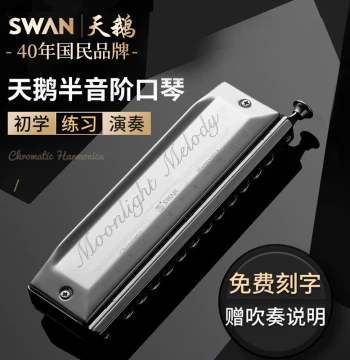 Swan Chromatic Harmonica 12-Hole 16-Hole Key of C, Twelve-Hole Beginner Entry-Level Professional Performance, Official Flagship Store
