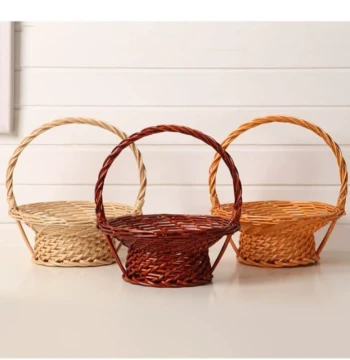 Willow Rattan Flower Basket, Small Handheld Basket for Children's Dance Performances, Hanfu Photography Props, Wedding and Hotel Floral Arrangements