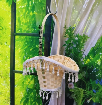 Hairpin Flower Dream Flower Basket Prop Tassel Flower Basket Pendant Dance Basket Handheld Basket Tang Suit Bamboo Woven Dance Basket