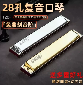 EASTTOP 28-Hole Tremolo Harmonica T28-1, Recommended for Beginners, Key of C, Professional Performance and Teaching Harmonica