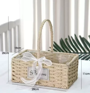 Imitation Rattan Holiday Gift Basket, Household Fruit Basket, Handwoven Storage Basket for Confinement Eggs, Handheld Flower Basket, Picnic Basket