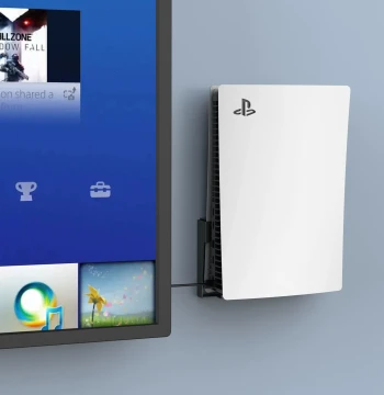 Meiyizhi PS5 Metal Wall Mount Bracket - Compatible with Disc and Digital Editions, Includes Controller Hooks