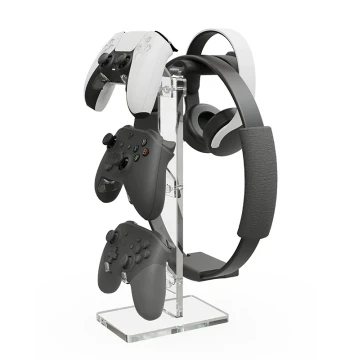 Skull & Co. PS5/PS4/XB/Pro Controller Stand skullco Savage Raven Transparent Acrylic Mount for Controllers, Ring-Con, and Headsets
