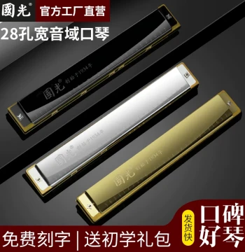 Guoguang 28-Hole Tremolo Harmonica in Key of C, Professional Grade for Beginners, Students, Adults, and Children