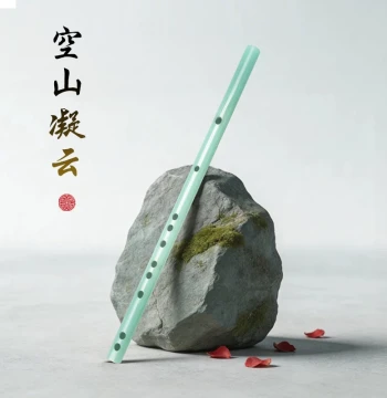 Que Xin Ancient Style Transverse Flute for Beginners - Imitation Jade White Flute in F/E/G Keys for Adults, Kids, and Cosplay Photography Props