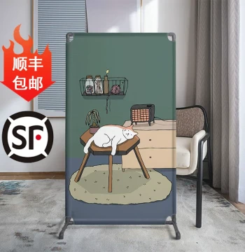 Nordic Minimalist Cute Cat Fabric Room Divider Screen – Customizable, Portable, and Easy to Assemble for Entryway Privacy