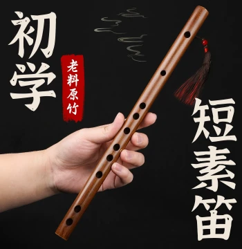 Traditional Style Beginner Bitter Bamboo Flute, Short Flute for Adults and Kids, Zero Basis F Key Portable Children's G Key One-Piece Transverse Flute, Entry-Level Instrument