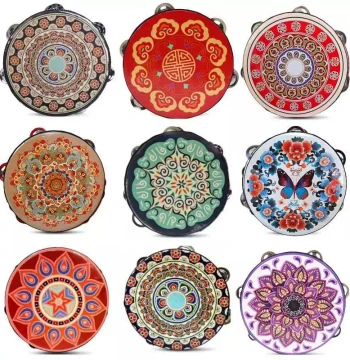 Tambourine 6-inch 7-inch 8-inch Children's Professional Percussion Instrument Xinjiang Uyghur Hand Drum Shaker Tambourine Dance Exam Prop
