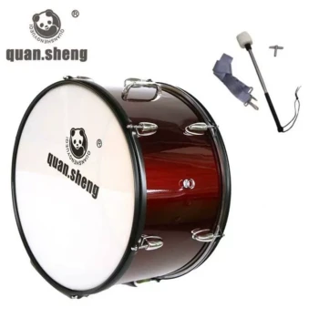 Quansheng Bass Drum - Green & Burgundy for Children, Adults, Young Pioneer Corps, and Military Bands