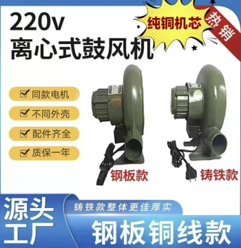 Compact Home Single-Phase Blower for Boilers and Stoves, 220V High-Power Centrifugal Cast Iron Fan