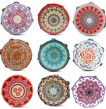 8-Inch Orff Tambourine - Xinjiang Uyghur Dance Exam Prop and Flying Apsaras Dance Hand Drum