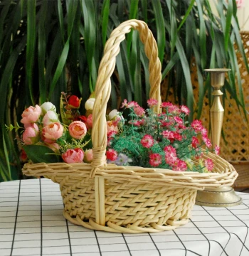 New Willow Woven Flower Basket, Rattan Dance Prop, Performance Basket, Wedding Large/Small Flower Baskets, Fresh Fruit and Flower Weaved Baskets