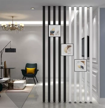 Nordic Minimalist Modern Room Divider Screen for Living Room, Dining Room, or Office – Decorative Fence-Style Partition Wall with Entryway Column
