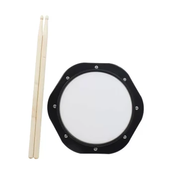 10-Inch Black and White ABS Practice Pad Kit with Bag, Drumsticks, and Metronome for Beginners