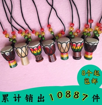 Djembe Necklace Pendant Small Hand Drum Pendant Neck Hanging Lijiang Tourist Souvenir Gift Handmade Pendant Chain