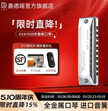 JDR 10-Hole Blues Harmonica - Blue Tone Aluminum Comb EVA-1920 Professional Model with Paddy Tuning for Beginners