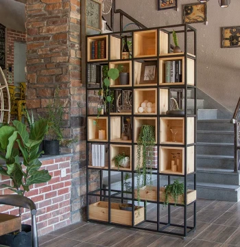 Wrought Iron Partition Shelf, Office Screen, Flower Stand, Restaurant Decor, Entryway Rack, Living Room Industrial Style Trendy Bookshelf