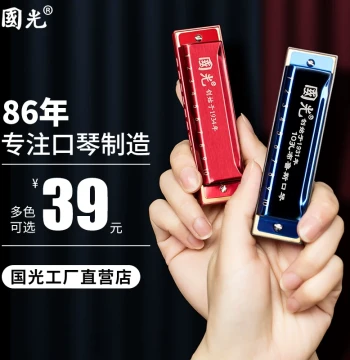 Guoguang Blues Harmonica 10-Hole Key of C for Children Beginners Students Entry-Level Adults Blues Harmonica
