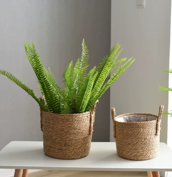 Woven Grass and Rattan Baskets for Flowers and Plants – Decorative Plant Holders