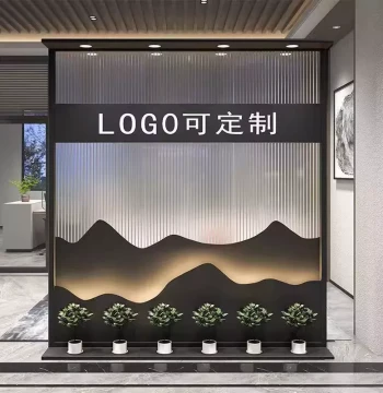 Creative Corporate Office Partition, Reception Image Wall, Entrance Floor-Standing Movable Foyer Partition Wall Customization