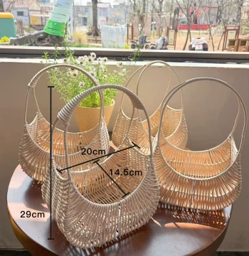 Willow Element Flower Baskets Wholesale (5-Pack): New Mother's Day Crescent Bag Style, Korean-Style Faux Rattan Handheld Baskets