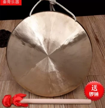 Pure Copper High-Pitch Gong Instrument, Small/Large Su Gong 30cm 60cm, Professional Bronze Hand Gong for Flood Prevention Warning