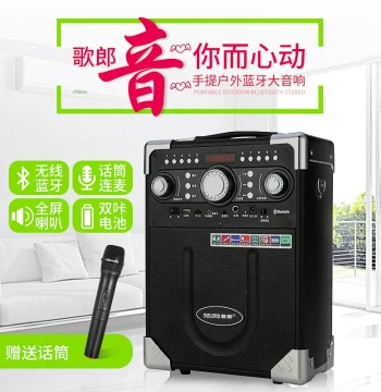 Guitar Amplifier Folk Singing Outdoor Amplifier Portable Bluetooth Speaker with Wireless Microphone for Instruments