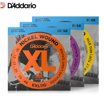 D'Addario EXL Nickel Wound Electric Guitar Strings (EXL110, EXL120) - 6-String Set