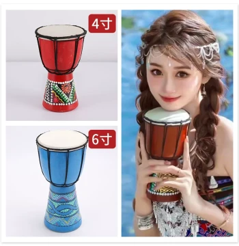 Children's Djembe Drum 6-inch and 4-inch - Early Education Hand Drum with Goat Skin, DIY Painted Art Drum for Photos and Decor