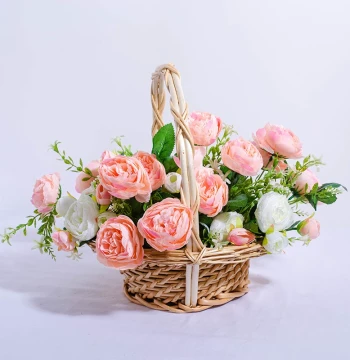 Willow Rattan Woven Flower Basket - Dance Prop, Wedding Floral Basket, Handheld Living Room Arrangement Basket