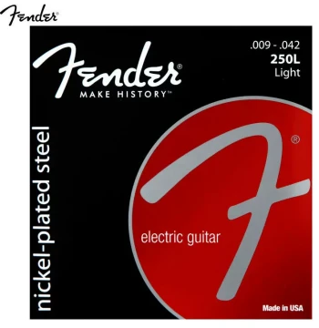 USA Authentic Fender Electric Guitar Strings 250L Set of Six Nickel-Plated Coated Wound Strings