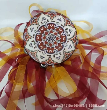 Tang Song Dunhuang Style Hand Drum Multi-Colored Ribbons Dance Tambourine Exam Hanfu Photography Outdoor Prop Tassel Drum