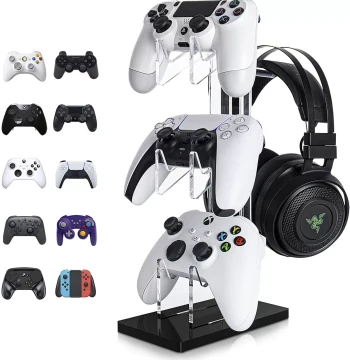 Universal Acrylic Game Controller Display Stand Headphone Holder for PS3/PS4/PS5/Xbox/NVIDIA