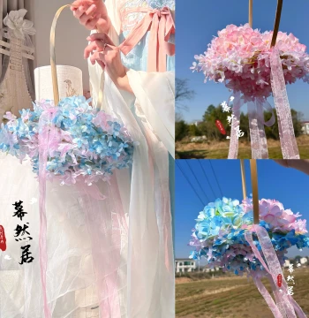 Original Silk Flower Basket Handbag - Hanfu Accessory for Weddings, Cosplay, Runway, and Lolita