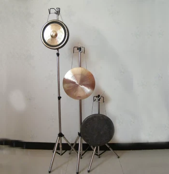 Adjustable Height Folding Gong Stand - Thickened Stainless Steel Frame for Single or Triple Gongs