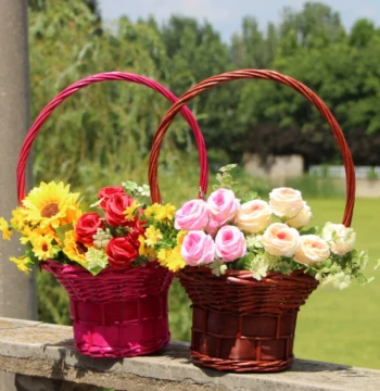 Woven Dance Basket Set - Handheld Flower Baskets for Floral Arrangement, Stage Performance Props for Adults and Children