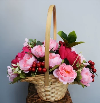 Artistic Dance Flower Basket - Woven Prop for Square Dancing and Performances