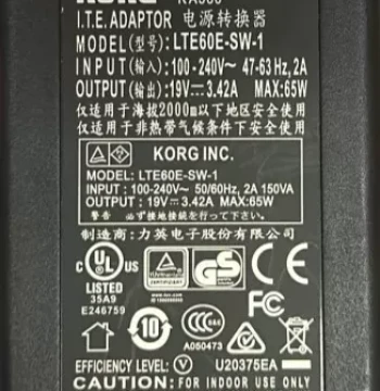 Power Adapter for KORG KA360 Piano 19V 3.42A Jin Yuehai Universal Charger