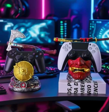 Game Controller Stand Base for PS5/PS4/XBOX: Universal Gaming Accessory, Ghost of Tsushima Figurine Desktop Organizer