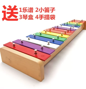 15-Note Wooden Xylophone Hand-Played Glockenspiel Percussion Instrument Professional Aluminum Bar Bell for Kids, Students, Kindergarten Beginners