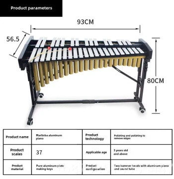 Authentic 37-Note Steel Plate Piano Professional Percussion Instrument Aluminum Marimba Portable Children's Small Glockenspiel Steel Plate