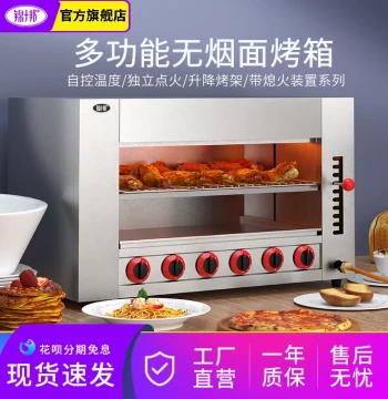 Jinshibang Commercial Gas Infrared Face Fire Grill, Japanese Style Fish Roaster with Lift Mechanism and Flame Failure Protection